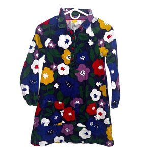 Mini Boden Girls Floral Corduroy Dress 9-10Y Long Sleeve Pockets Button Front 10